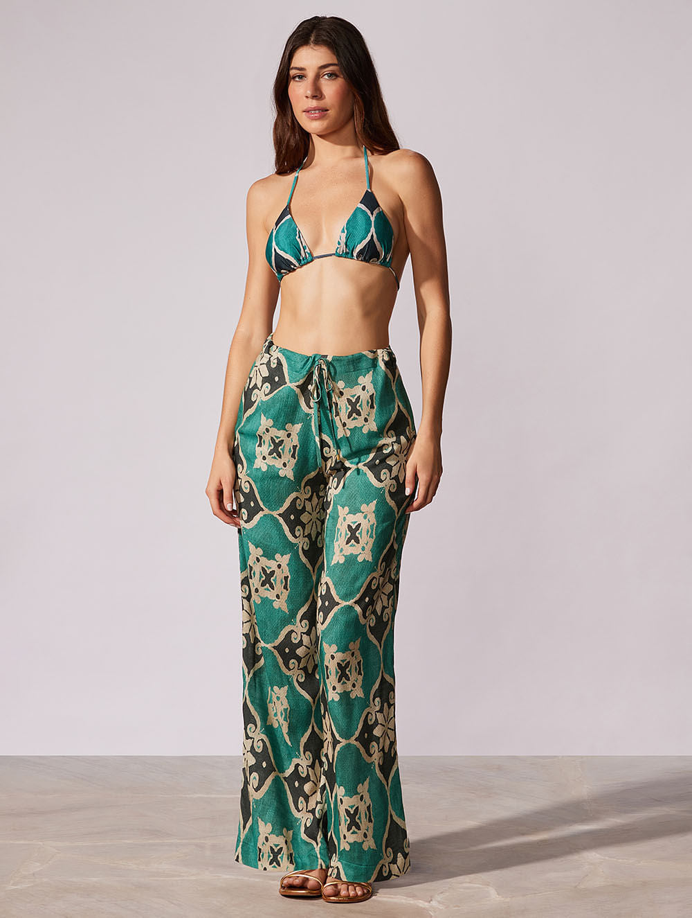 Calça Pantalona Estampada Nice